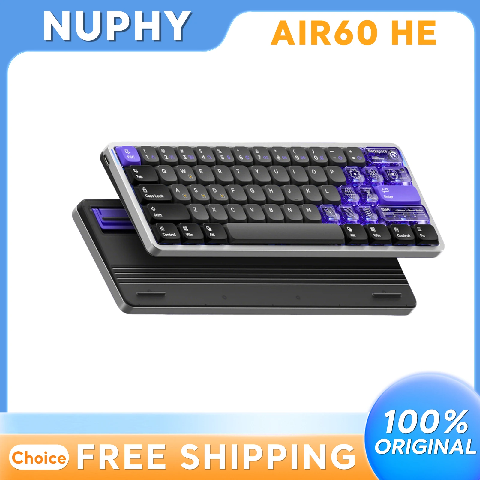 NuPhy Air60 HE Ultra-Thin Low-Profile Magnetic RGB Keyboard 61-Key Gaming Keyboard for Valorant Esports PC Gamer