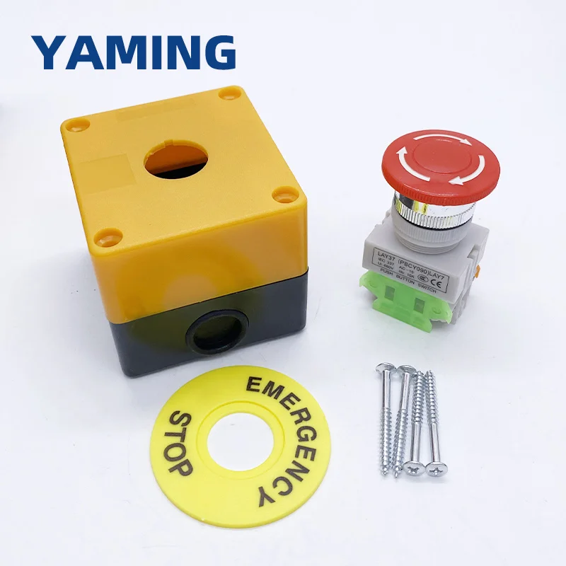 22mm Emergency Stop Push Button Switch 1NO 1NC 10A 660V Waterproof Box Explosion-proof Anti-corrosi Manual Control