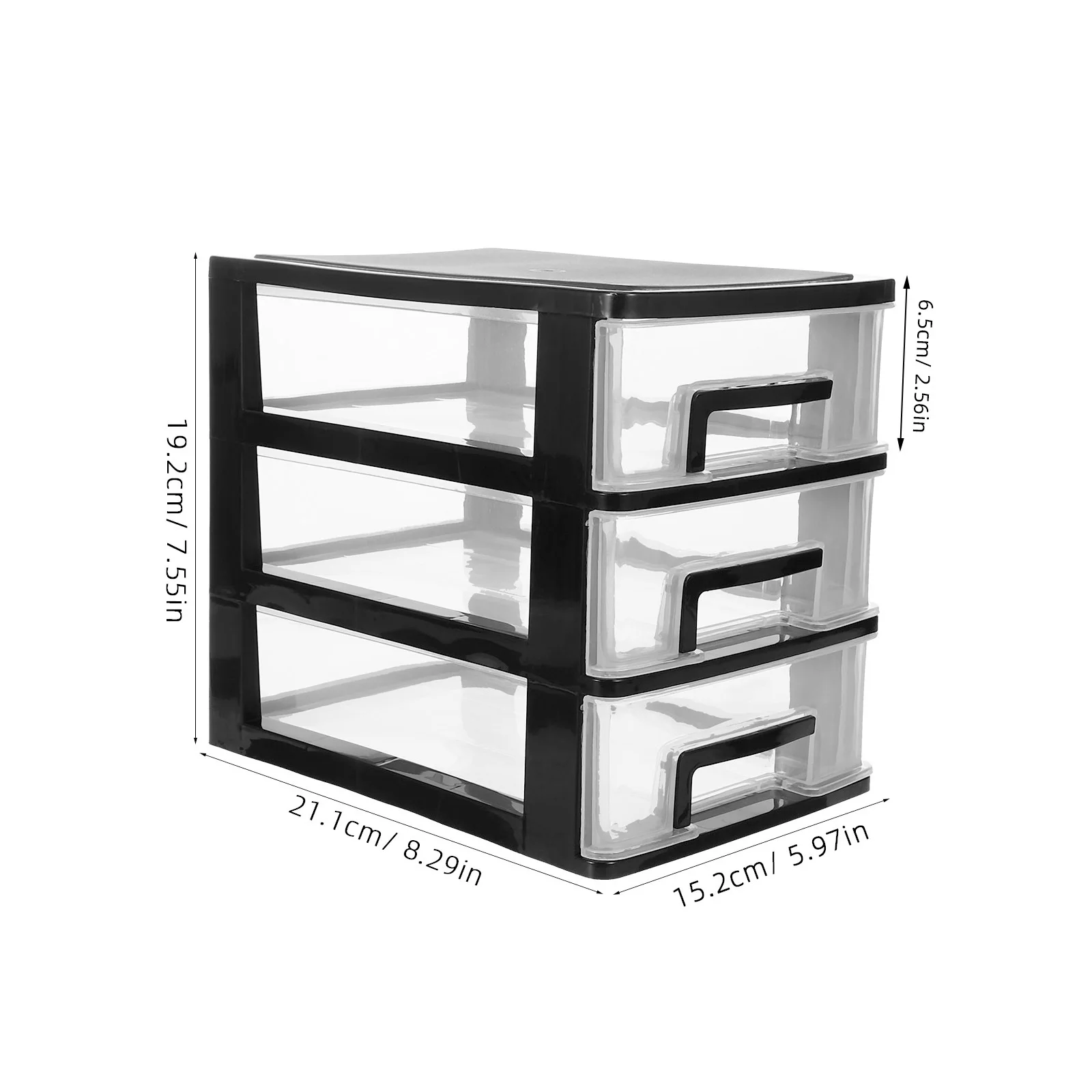 Three-Tier Plastic Drawer Cabinet Black Transparent Portable Storage Organizer for Room Desktop Storage and Classification