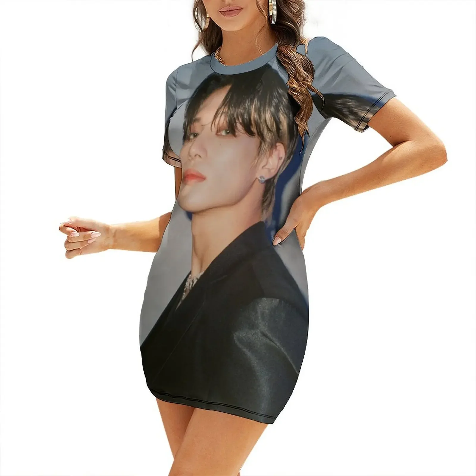 

ATEEZ Wooyoung Short-Sleeved Dress beach dresses women's elegant loose dresses dresses for women ceremony Dress