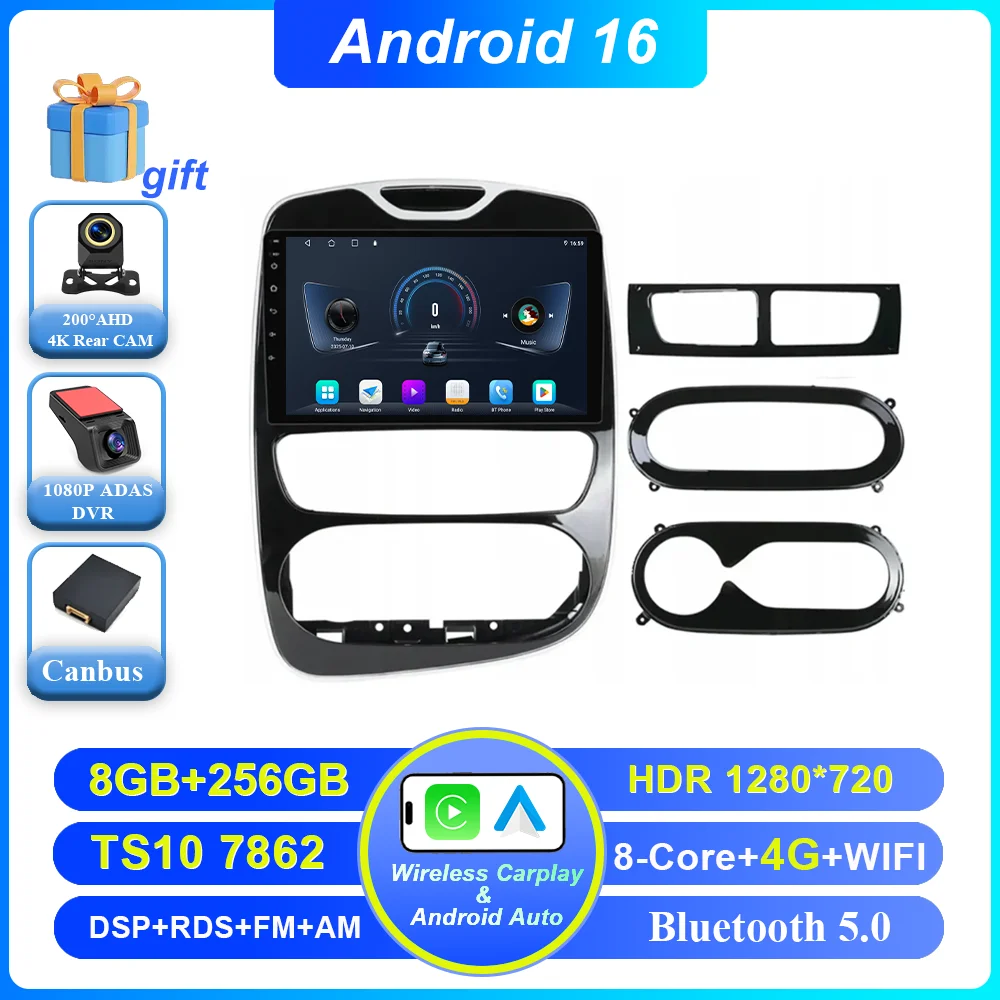 Android 16 Carplay Auto Voor Renault Clio 3 4 2012 2013 2015-2018 Auto Multimedia Speler Video Radio Stereo GPS navigatie 4G BT