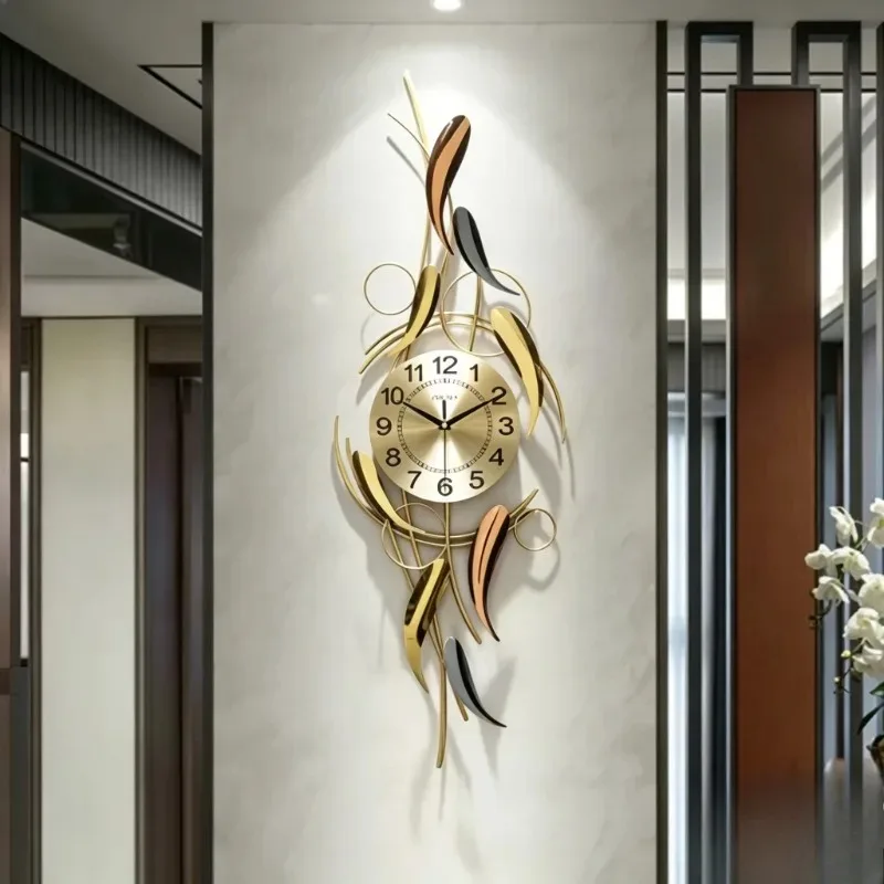 Creative Wall Clocks Living Room Metal Walls Clock Silent Single-sided Pointer Clocks Luxury Decoration Household Quartz Clock