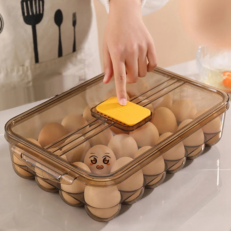 Big Deal Kitchen Large Capacity Egg Storage Box Refrigerator Plastic Household Preservation Anti-Drop Egg Tray