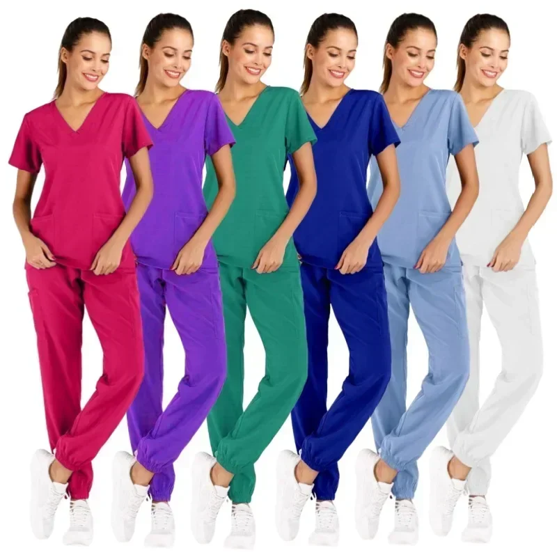 Anti-Wrinkle Soft Premium Fabric Polyester Rayon Spandex Washable Nursing Scrub Set For Womens Nursing Scrub Uniforms