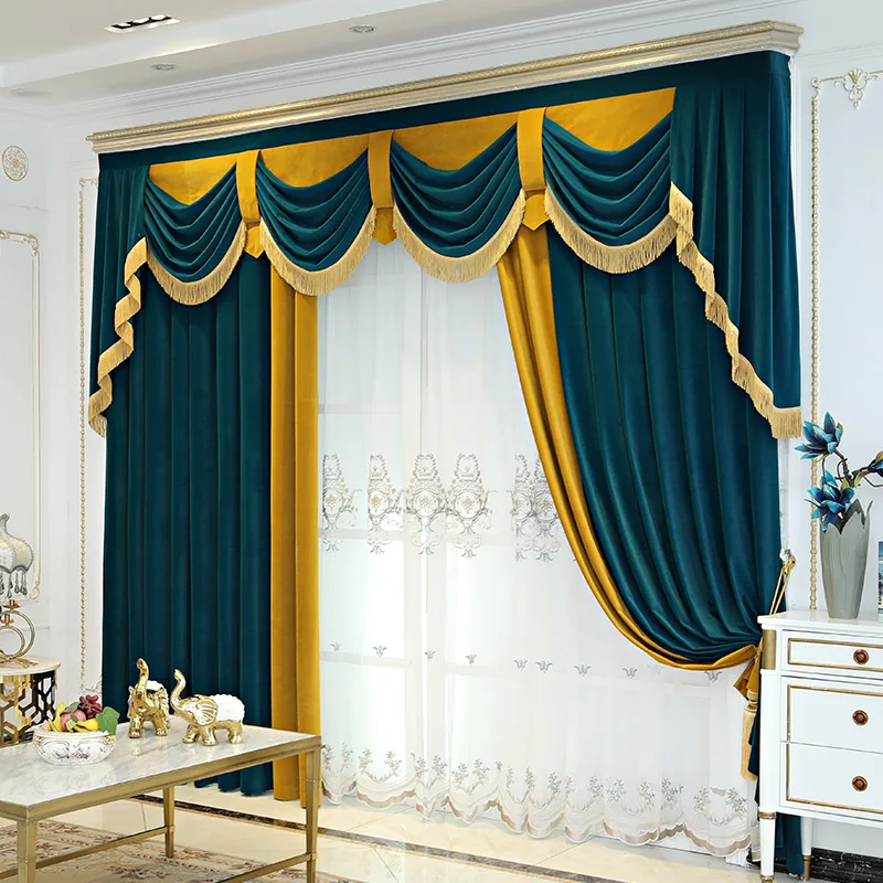 

European Style Luxurious and Atmospheric Velvet Blackout Duplex Living Room Bedroom Home Garden Villa Curtains Custom Size 1pc