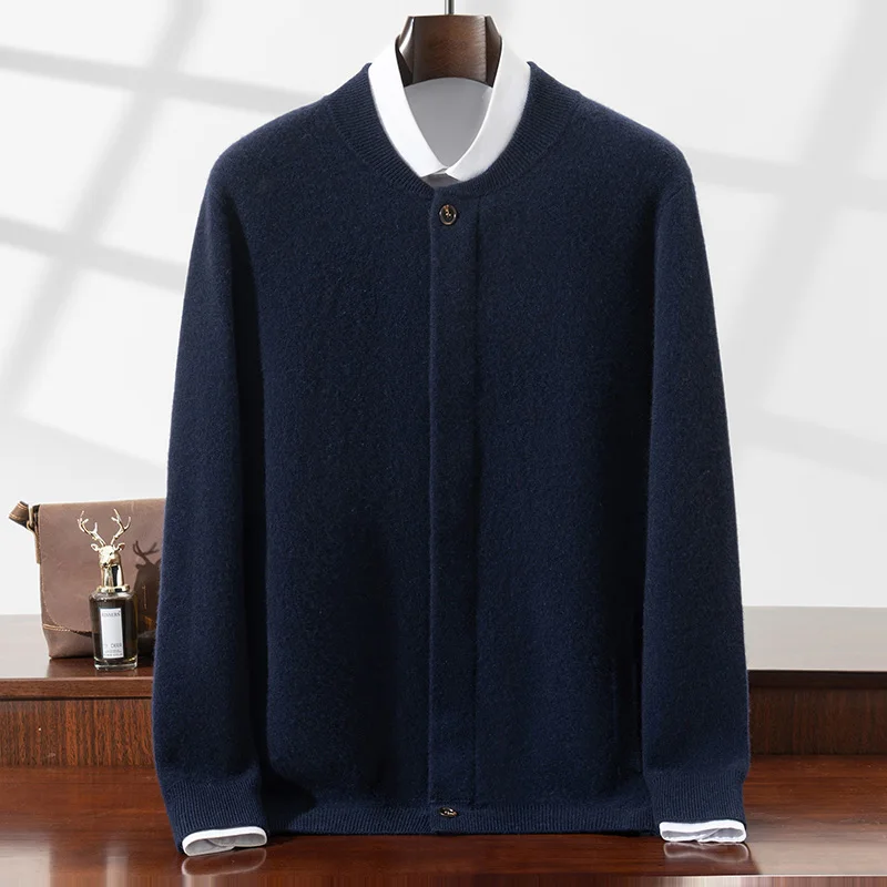 ADDONEE الثقيلة الرجال 100% سترة الكشمير المعنقة س الرقبة سستة سترة معطف الخريف الشتاء سميكة الدافئة الكشمير تريكو الملابس