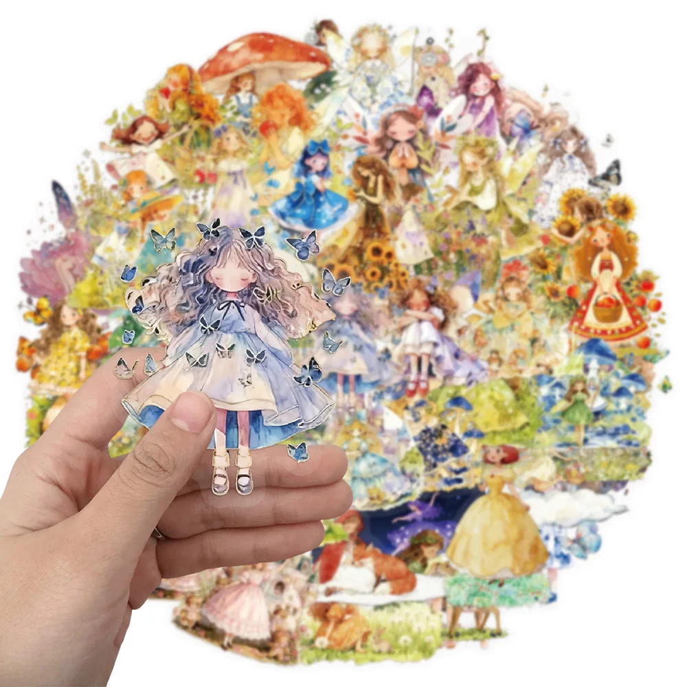 50 pçs conto de fadas princesa transparente pet adesivos decorativos conjunto diy portátil copo água adesivos decorativos