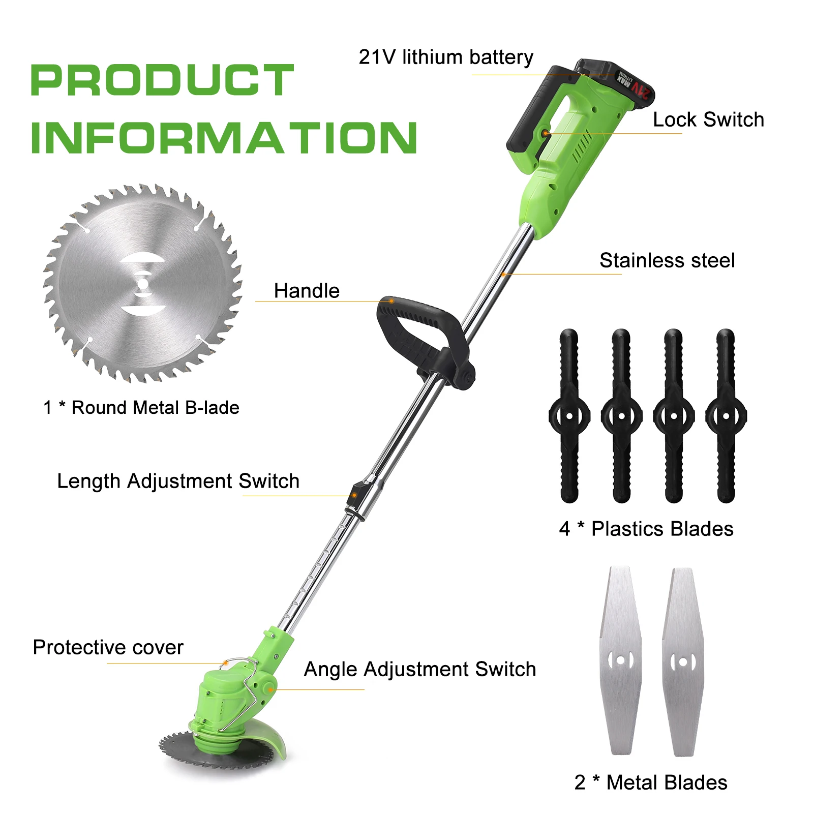 Electric Lawn Mower Rechargeable Li-ion Battery Cordless Grass Trimmer Auto Release Household Portable Garden Home Trimming Mach