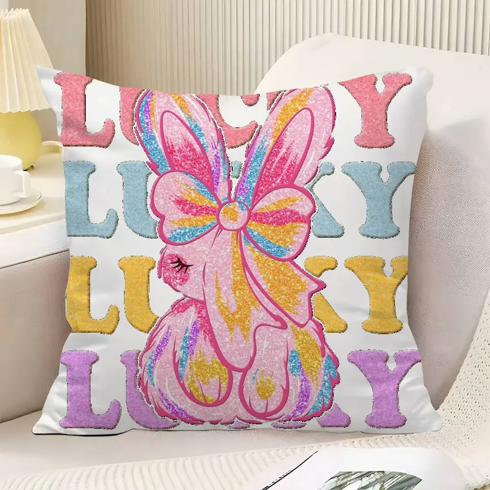 Cute Rabbits Throw Pillow Cover Neutral Decor Cushion Cover Soft Sofa Couch Bed Home Decor Pillow Case