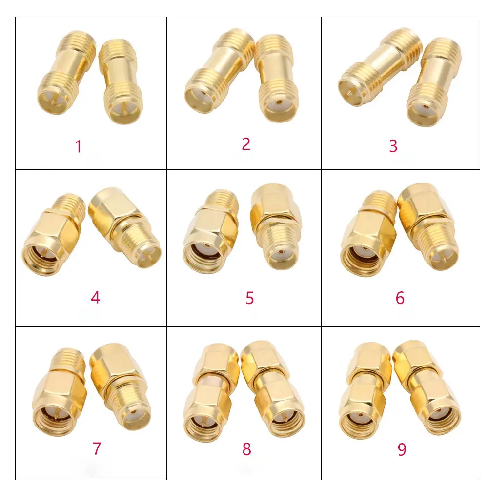 

10PCS SMA Adapter (RP) SMA Male Plug to (RP) SMA Female Jack RF Coaxial Coupling Nut Barrel Connector Converter