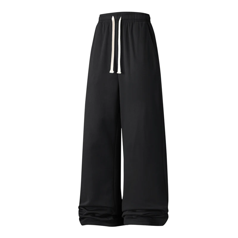 

Stretched waist drawstring straight leg casual pants a trendy brand loose and versatile wide leg pants with a sense of drape