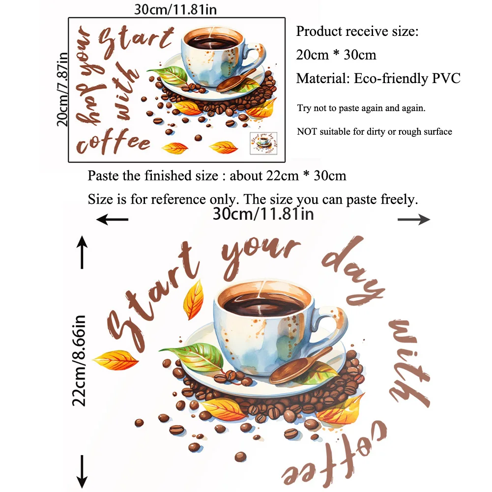 Paintings Coffee Cup Wall Sticker Restaurant Background Decoration Home Decals For Cafe Kitchen Room Decor Self-adhesive Poster