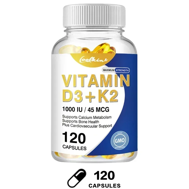 Natural Organic Vitamin D3+K2 Capsules - Contains Multiple Vitamins and Minerals