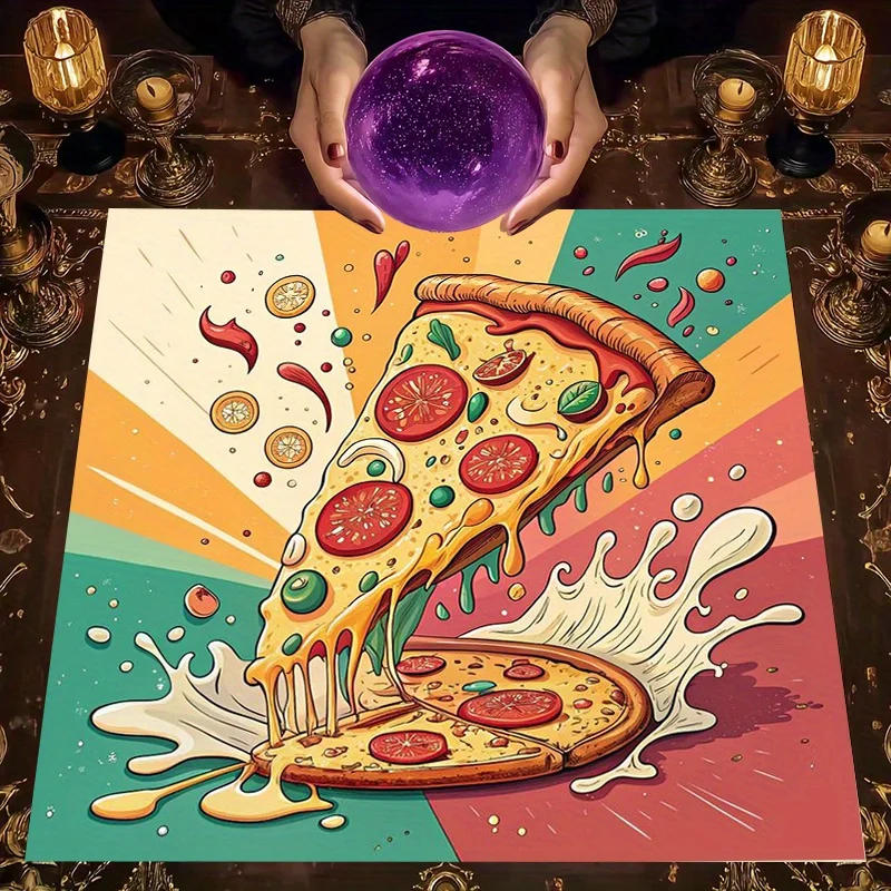 Fun Pizza Slice Art Kitchen Table Runner Cafe Decor Food Lover Gift Trendy Kitchen Mat 90x90cm