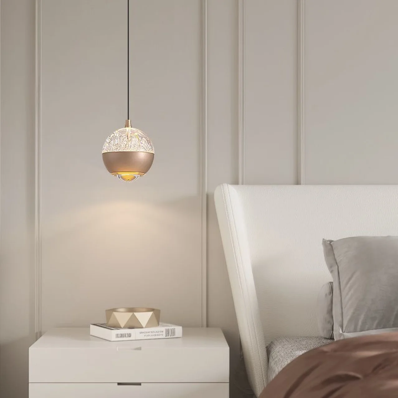 Nordic Minimalist Pendant Lights Living Luxury Ice Pattern for Room Background Wall Entrance Hall