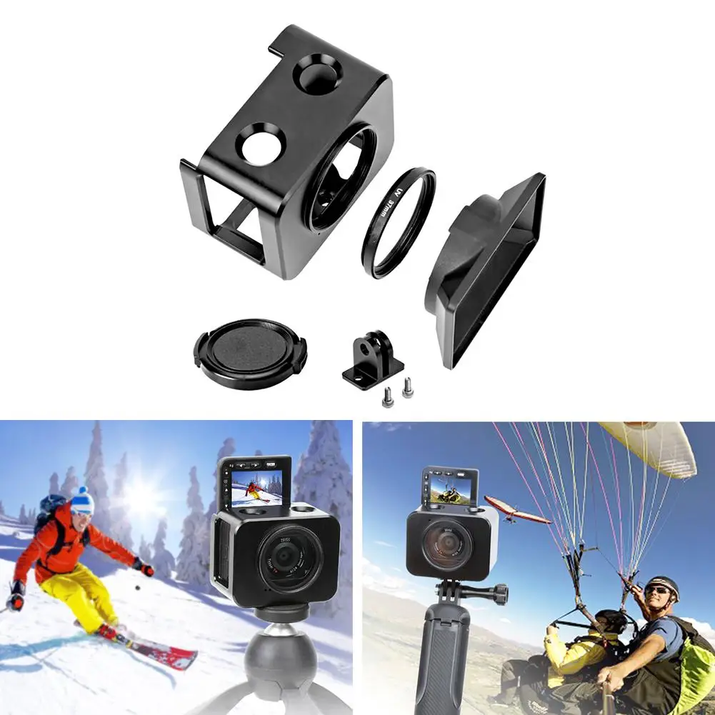 알루미늄 합금 보호 케이지 + 37mm UV 필터 렌즈 + 소니 RX0 / RX0 II P0C4용 나사 및 스크루드라이버 포함 렌즈 햇빛 가리개
