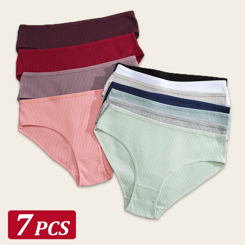 

7 шт./компл. женские бесшовные хлопковые трусы, женские трусики, однотонное дышащее нижнее белье, женское мягкое нижнее белье с низкой талией, S-XXL