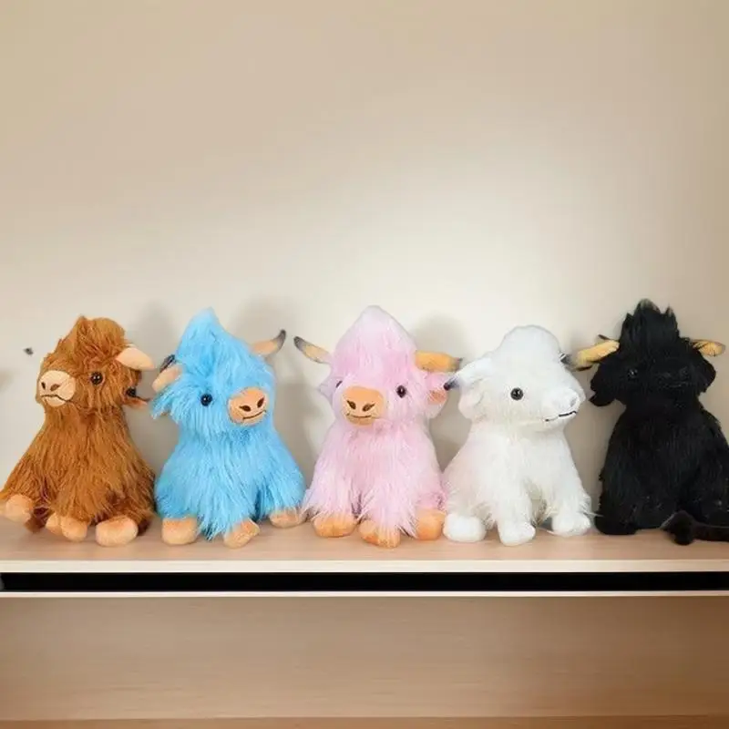 Peluche di mucca delle Highland color crema di un pezzo, bambola Kyloe di peluche da 28 cm, regalo perfetto per bambini