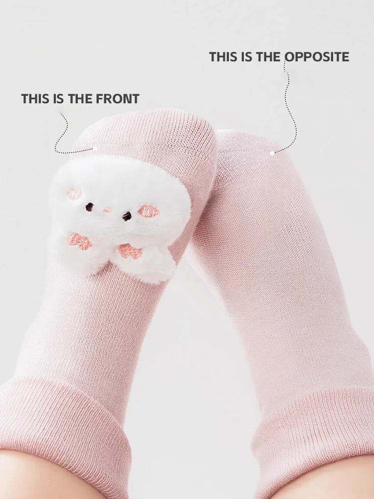 

2 пары детских нескользящих носков с противоскользящими элементами, мягкие длинные носки с милыми мультяшными рисунками, противоскользящие носки для новорожденных, младенцев и малышей 0-12 месяцев