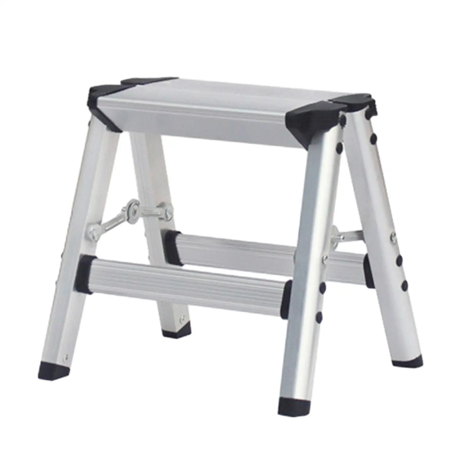 Folding Ladder Step Stool Aluminum Alloy 2 Step Nonslip Herringbone Portable Sturdy Kitchen Household Stepladder Space Saving