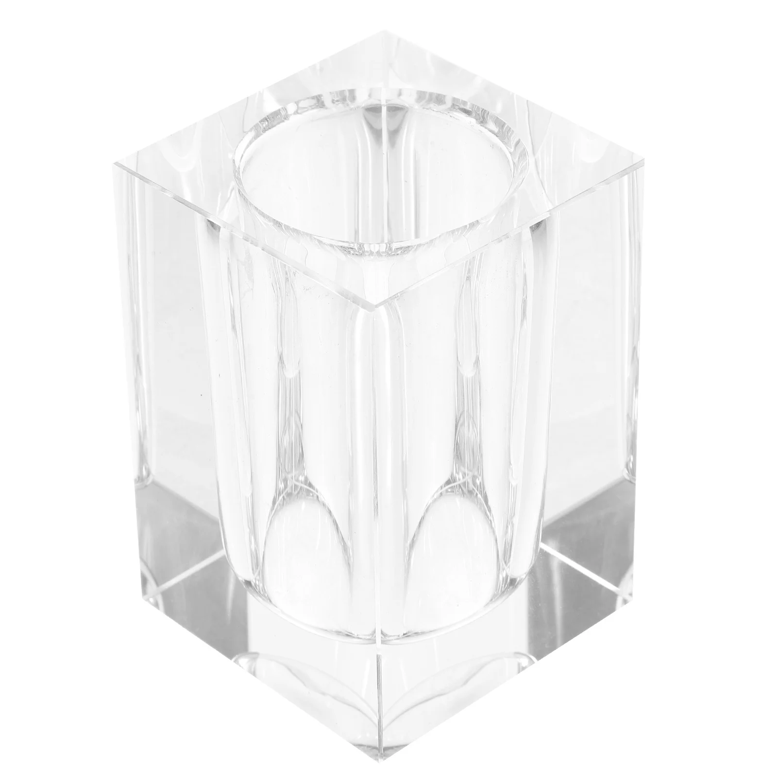 حامل قلم أكريليك أبيض كريستال منظم فرش الماكياج قلم رصاص تخزين حديث شكل هندسي مكتب الحمام مكتب الغرور