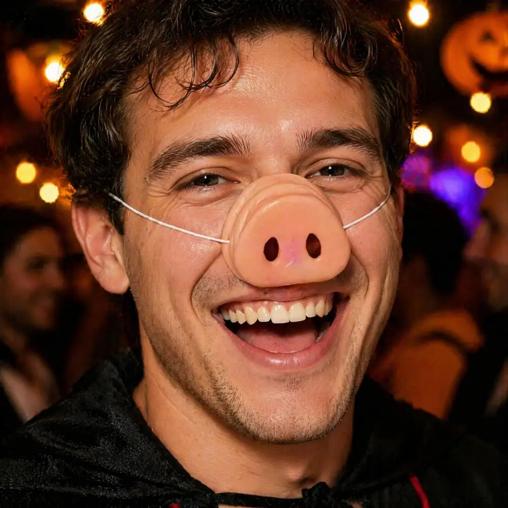 Pig Nose Prop Halloween Costume Accessory Realistic Pig Nose Mask Soft Pig Snout Costume Accessory with Elastic for Halloween