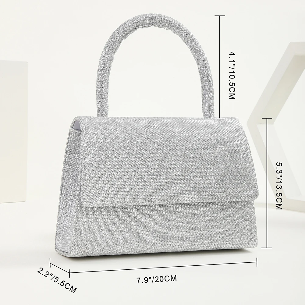 

Women Fashion Evening Bag Solid Color Sequins Glittering Wrist Bag Versatile Evening Top-Handle Bag Dinner Party Wedding Bag