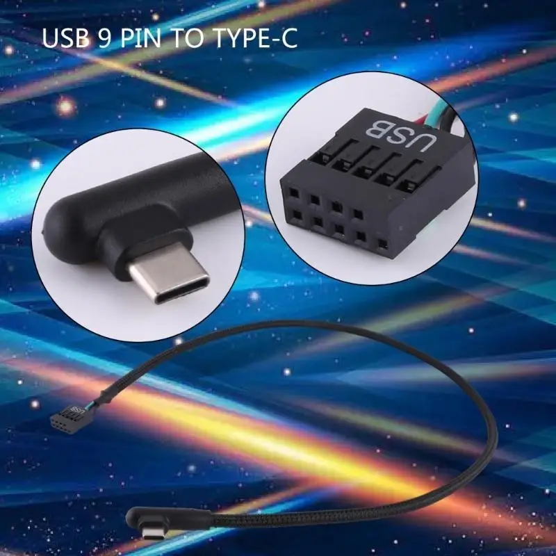 31BA USB 9Pin to Type C Connector Adapter Line Enhanced Data Transfer 60CM Mesh Line