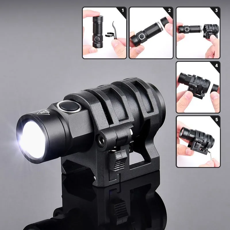 Tactical Helmet Light FAST Helmet Flashlight Strobe Telescopic Zoom Survival Safety Lamp With Hat Clamp Holder Camping Hunting