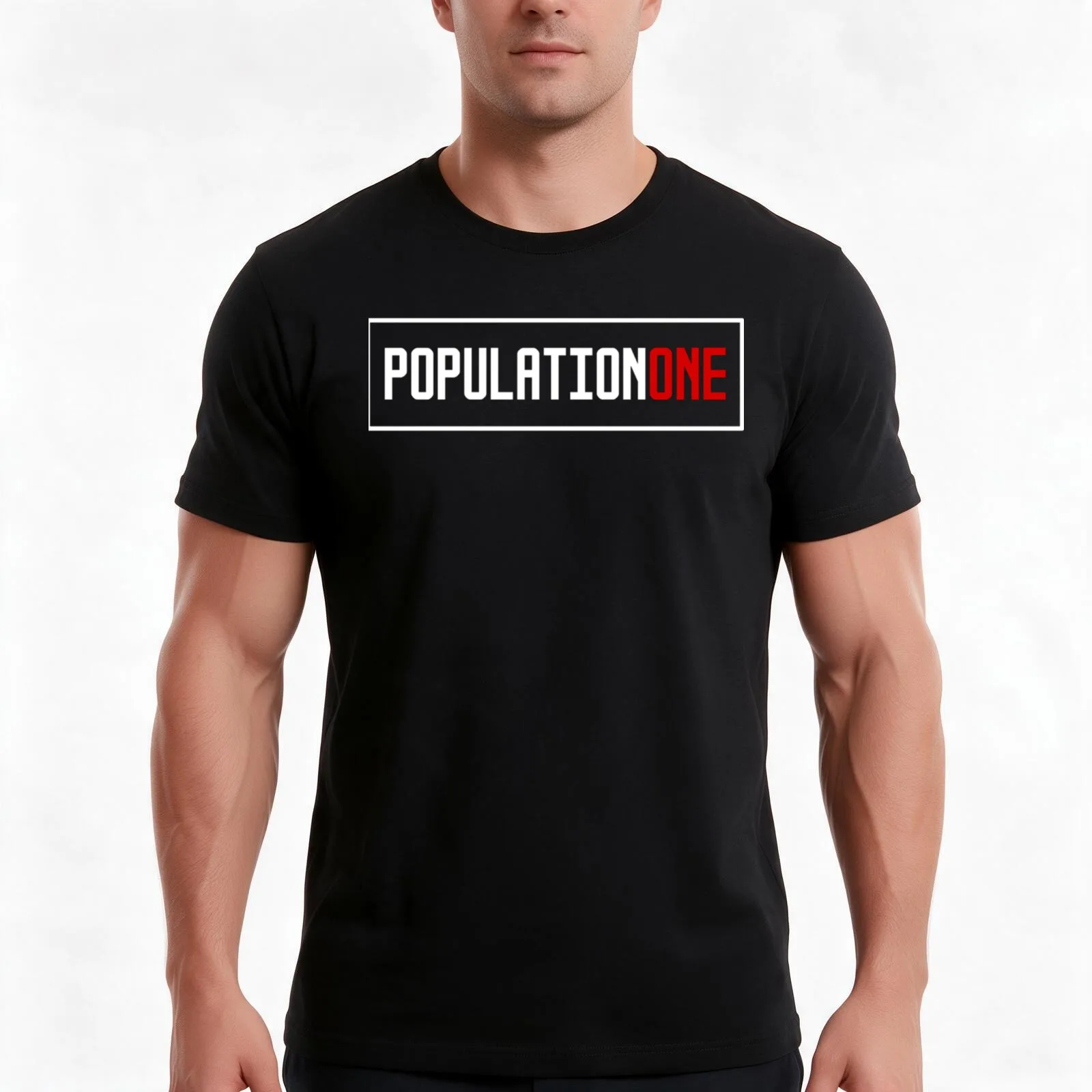 Population one logo Classic T-Shirt, Summer Casual Cotton Tee, Oversized Streetwear Tops, Vintage Graphic Print, 100% Cotton