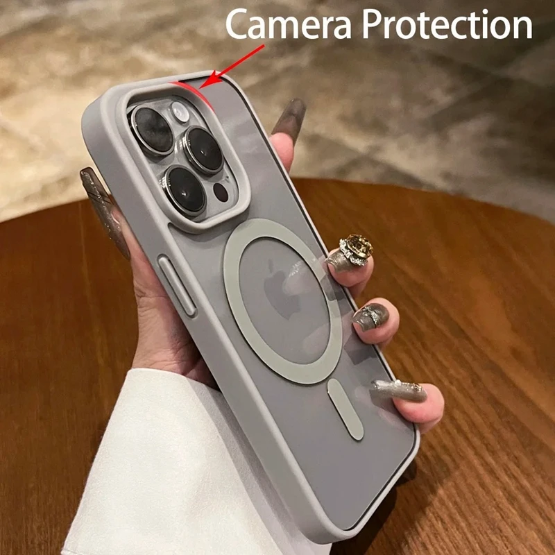 Luxury Magsafe Transparent Case For iPhone 11 12 13 14 15 16 Pro Max Mini Plus Magnetic Wireless Charge Cases Cover