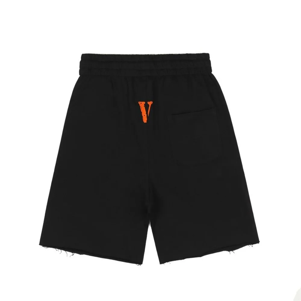 Trendy Brand VLONE Summer New Sanskrit Big V Embroidered Cotton Shorts Street Hip Hop Loose Sports Five-point Pants Men