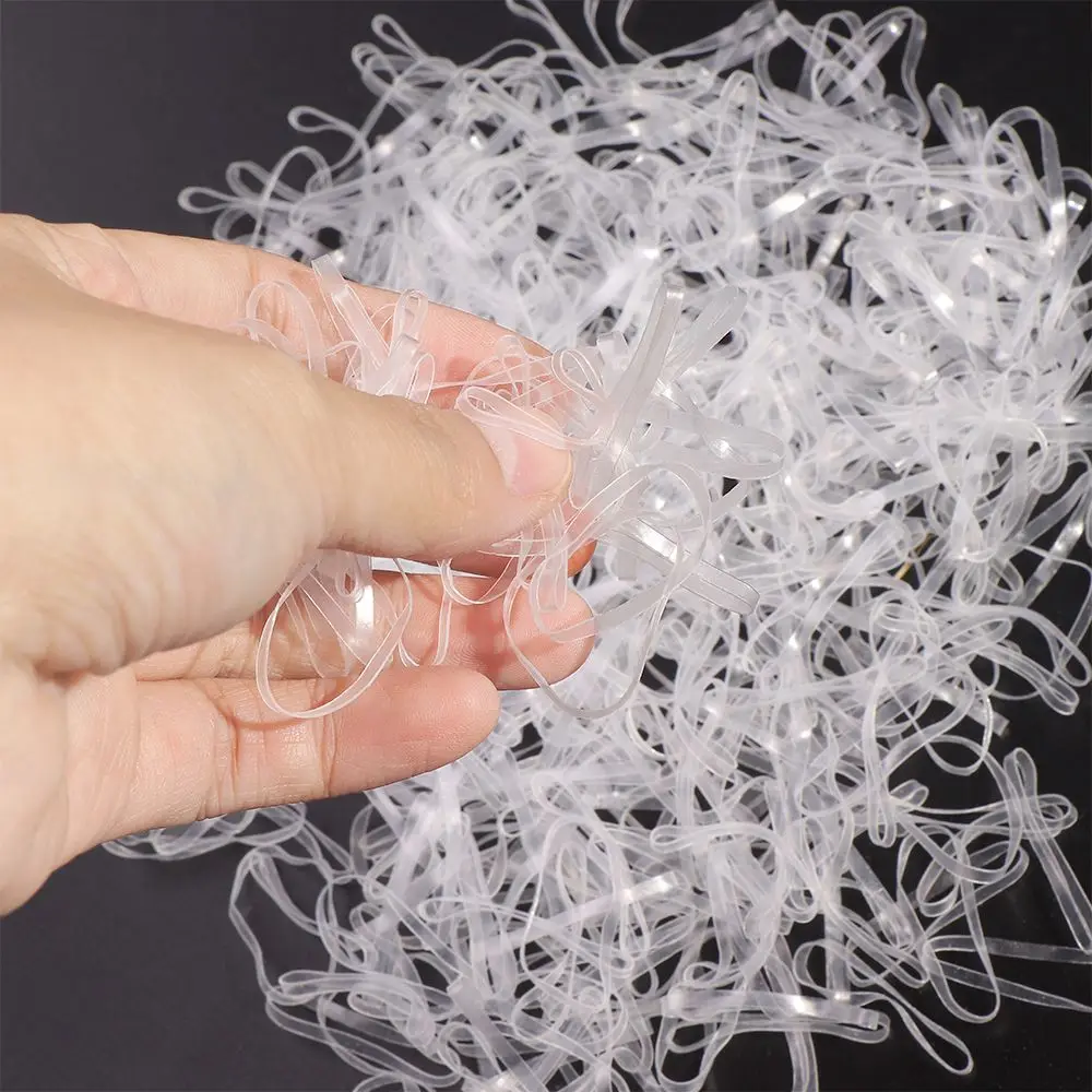 Useful Transparent Clear Women Hair Styling Tool 500 Pcs Hair Ties Ponytail Holder Rubber Hair Band Ropes