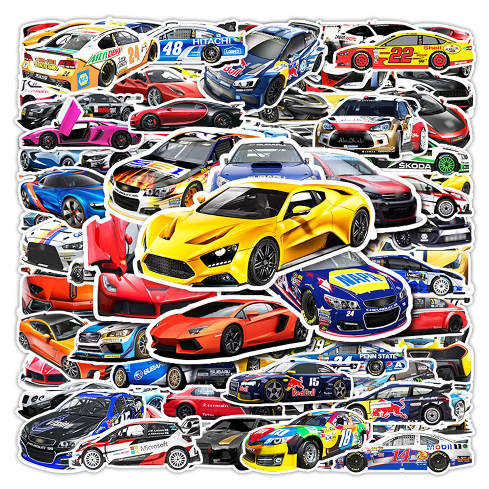 10/30/50/100PCS Cool Supercar Retrofit Racing Car Sticker DIY Diary Phone Laptop Luggage Skateboard Graffiti Decals Fun for Kid