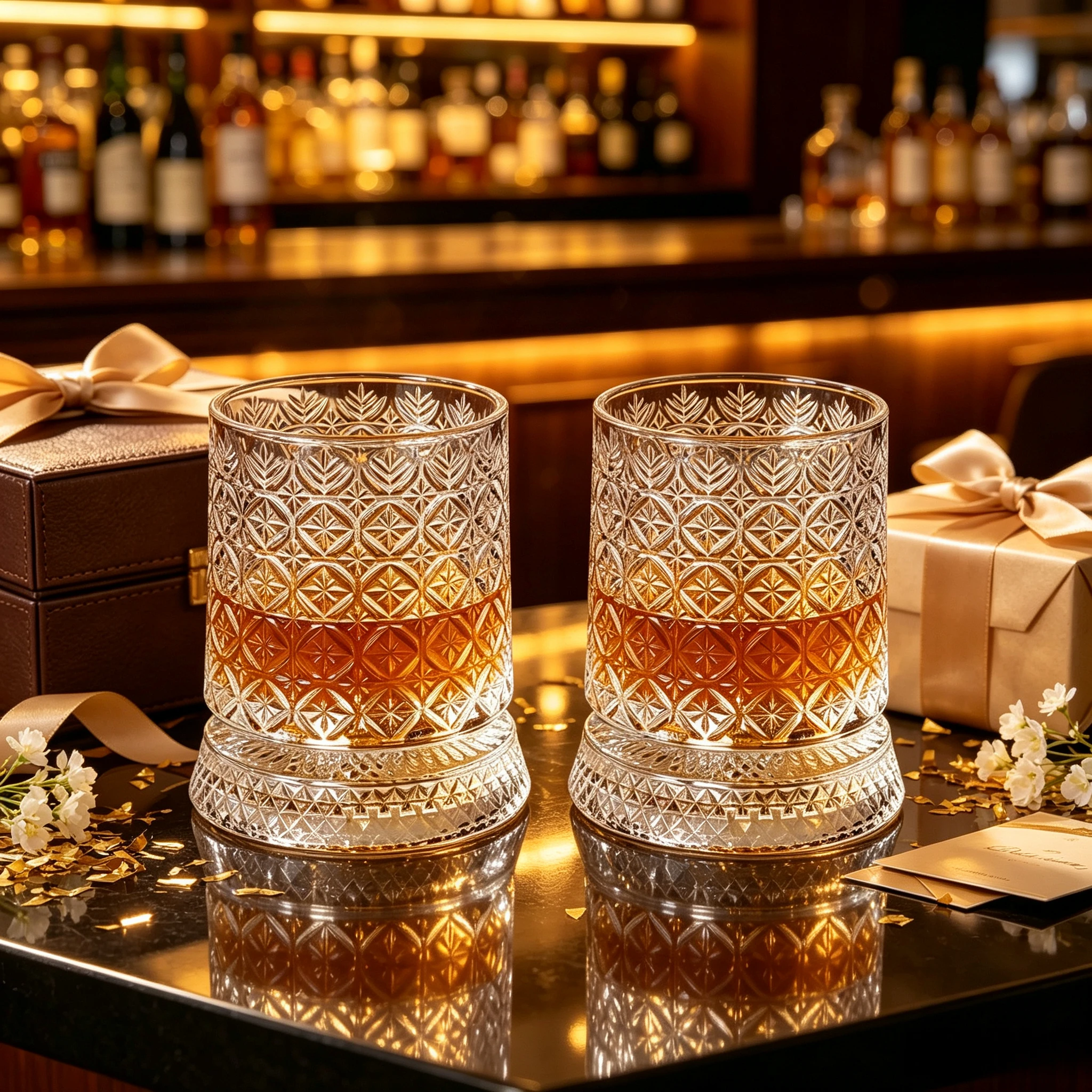2PC Luxurious Rotating Crystal Whiskey Glasses – 360 °   Spinning Vintage Design with Weighted Base, High-Quality Cocktail & Wine Glass Set for Bar Parties, Family Gatherings & Gifts