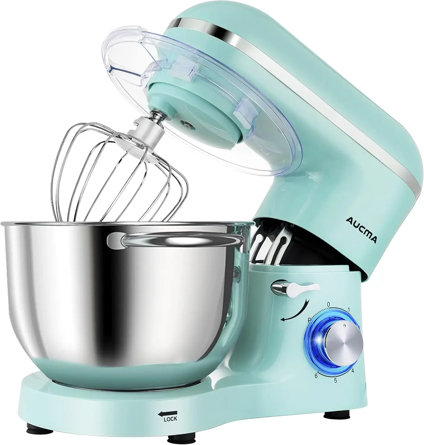 Stand Mixer,6.5-QT 660W 6-Speed Tilt-Head Food Mixer, Kitchen Electric Mixer with Dough Hook, Wire Whip & Beater (6.5QT, B