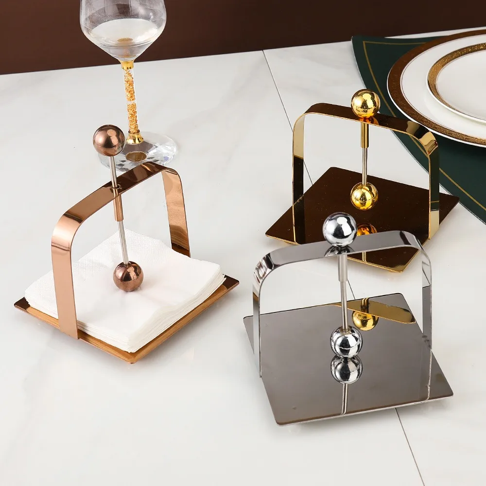 Stainless Steel Tissue Napkin Holder Light Luxury Restaurant Party Decor Paper Serviette Dispenser Multi-scene Non-slip