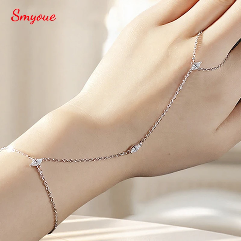 

Smyoue 3*6 мм браслеты из муассанита огранки маркизы для женщин, регулируемая цепочка, 3 драгоценных камня, 100% стерлинговое серебро S925, ювелирные изделия 18 К