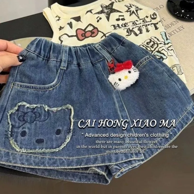 

New Sweet Summer Hello Kitty Anime Kawaii Sanrio Short Pants Cute Cartoon Children Girls Patterns Clothes Gifts for Girls