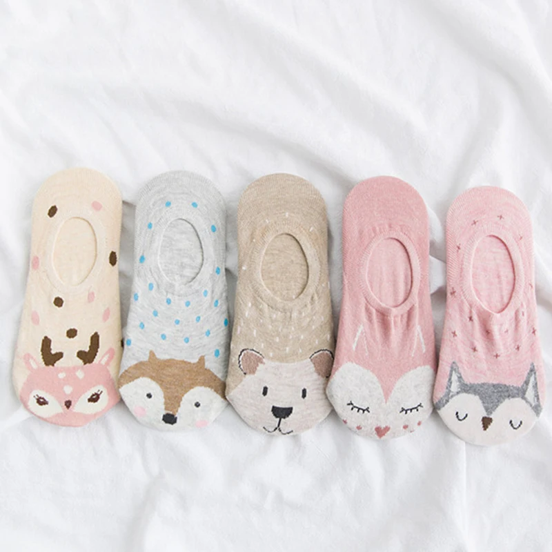 

5Pairs/Lot Cartoon Unicorn Cat Fox Socks Cute Animal Women Socks Summer Funny Short Ankle Socks Ladies Cotton Sock Dropship