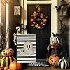 Halloween Garden Flags 12x18 Inch Ghost Black and White Stripes Small Flags for Outside Holiday Scary Yard Flag for Lawn Out llz
