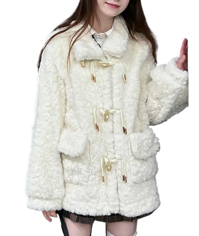 

2025 Women's Clothing Lambswool Faux Fur Coat Winter New 1130