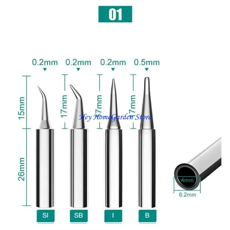 

C63B 6Pcs 936 Copper Soldering Iron Tips Welding Tip Alloy Plating Lead-Free Soldering Bits Head