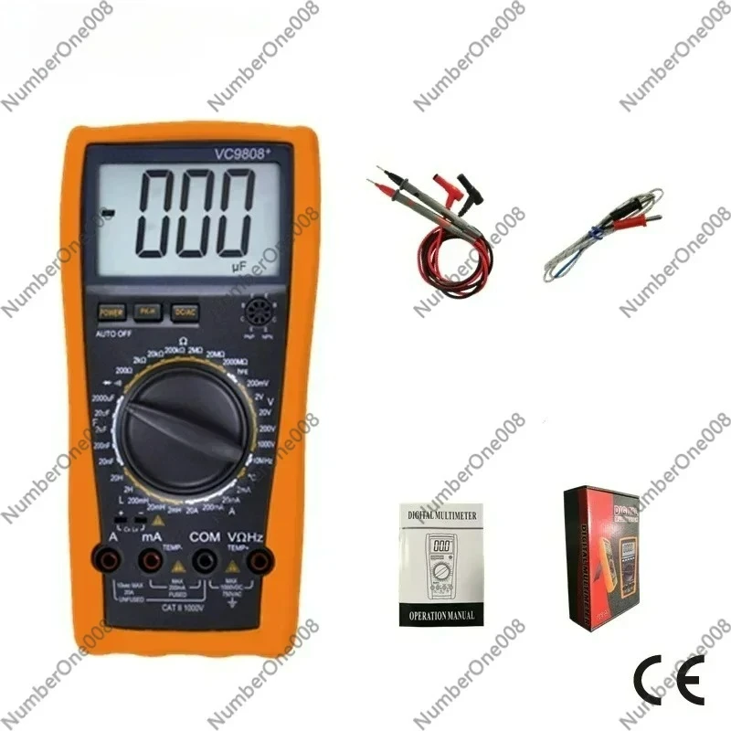 

Цифровой мультиметр VC9808+ с автоматическим выбором диапазона, 1000В 20А, True RMS, измерение переменного/постоянного напряжения, тока, сопротивления, частоты, емкости, индуктивности, диодов