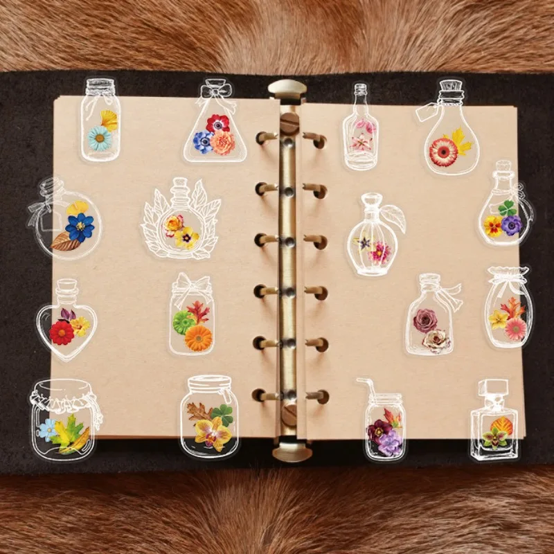 50 Uds. De pegatinas decorativas de grafiti creativas para mascotas con flores secas personalizadas de dibujos animados