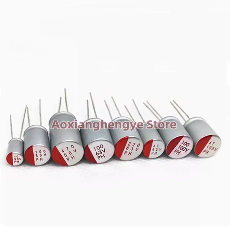 10 sztuk 35V 50V 63V 100V 10UF 47UF 100UF 220UF 470 stacjonarnych kondensatorów elektrolitycznych UF