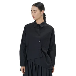 Japan and South Korea fashion 2025 spring new women's blouse loose slimming original irregular shirt niche 5909