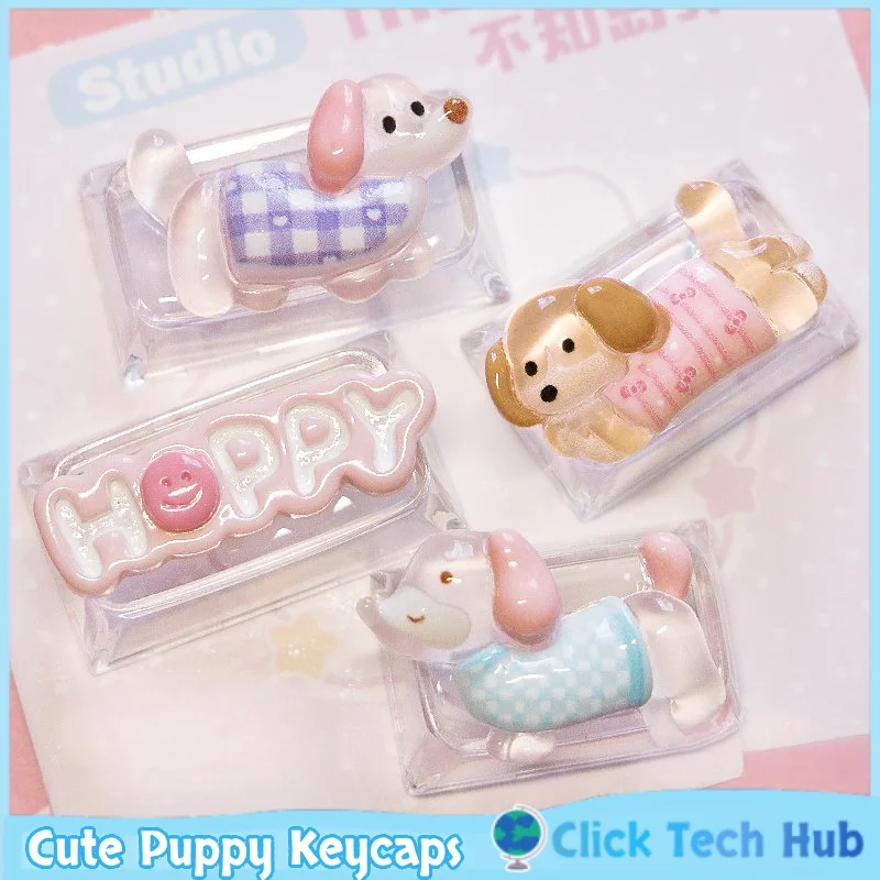 Cute Puppy Keycaps 1pcs 1.75u Translucent Caps Lock Key Positions Uppercase Keys Personalized Mechanical Keyboard Keycaps Gifts