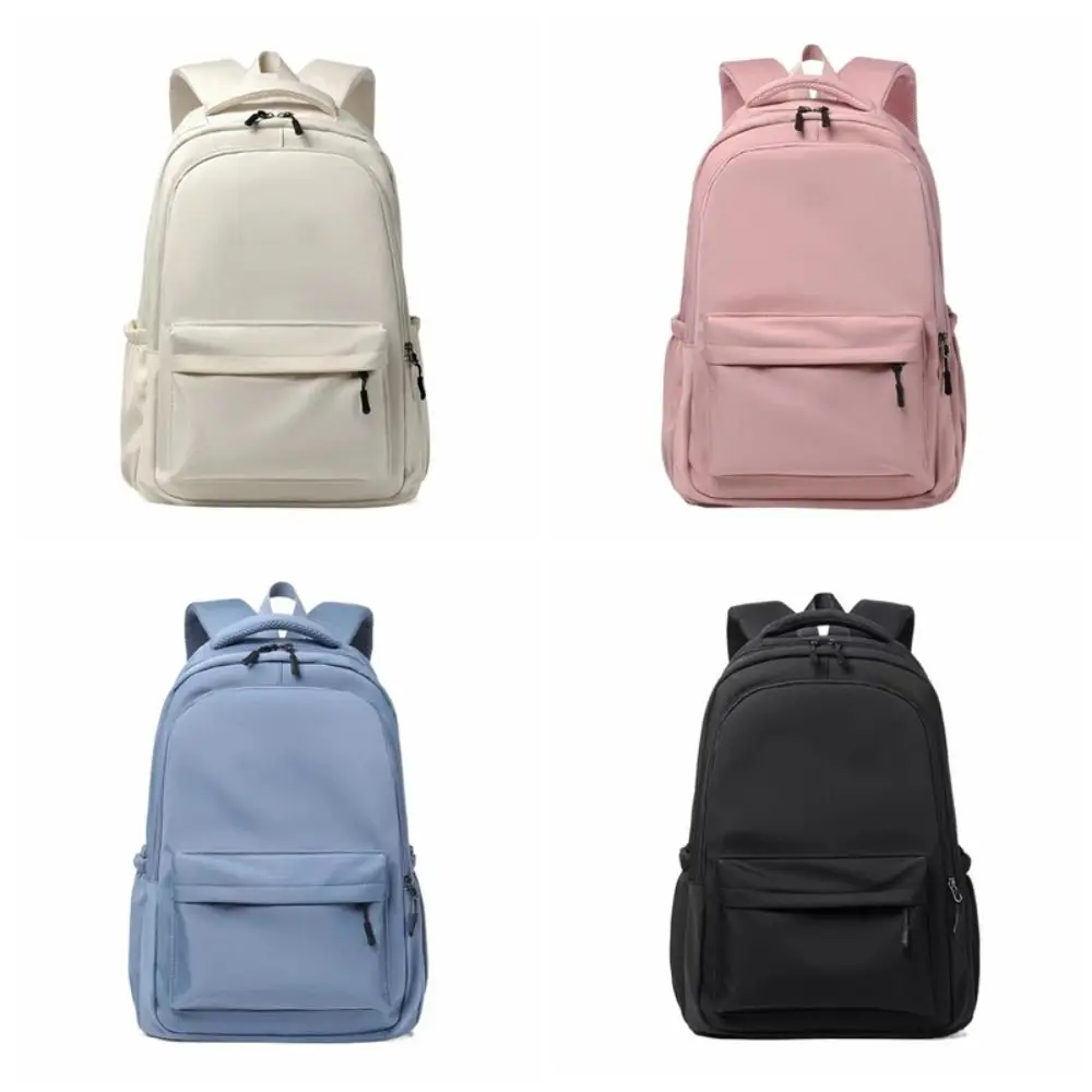 Solid Color Preppy Style Backpack Nylon Large Capacity Students School Bag Handbag Korean Style Teenagers Shoulder Bag Women