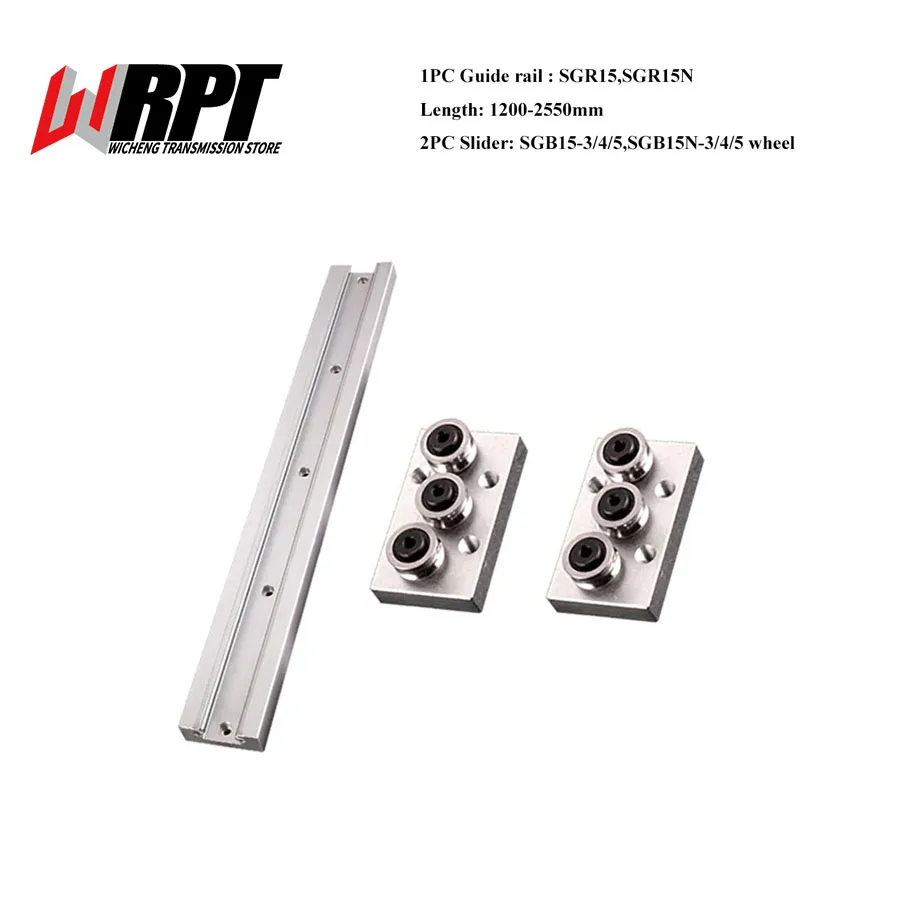 

1PC Built-In Dual-Axis Linear Guide SGR15N SGR15 1200-2550mm+2PCS Roller Slider SGB15N/15 With 3/4/5 Wheel Lock Slider CNC Parts